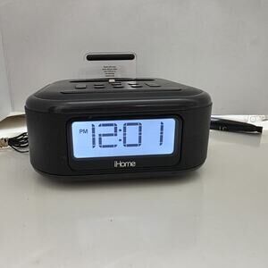 iHome iPL23 Black FM Alarm Clock Radio Stereo Lightning Charger Docking